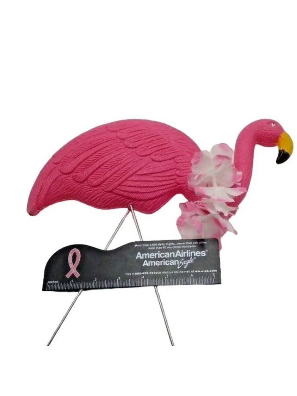 Pink Flamingo Lawn Art Lei Ornament Statue Yard Stake Tropical Beach Party Luau - Picture 3 of 9